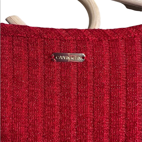 Calvin Klein Shimmer Red Scoop Neck Tunic Sweater  Size 2X W0XHL848 - Picture 6 of 14